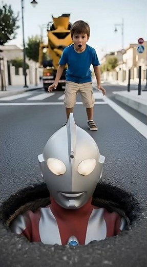 Ultraman Buried in Concrete! 🔴⚪🚧 #Ultraman #Tokusatsu #Shorts