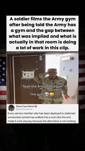 A soldier films the Army gym after being told the Army has a gym and the gap between what was