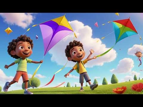 Cinco Pequeñas Cometas Giran y Giran | Canciones del Cielo y Viento para Niños