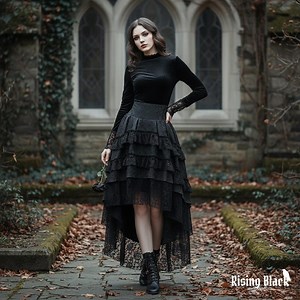 Gothic Lace High Low Skirt Black | Victorian Corset Waist, Dark Academia Witchy Skirt - Etsy