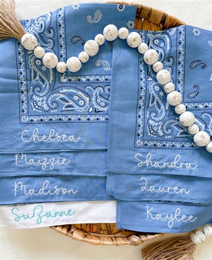 Custom Embroidered Bandana: Personalized Cotton Bachelorette Gift - Etsy