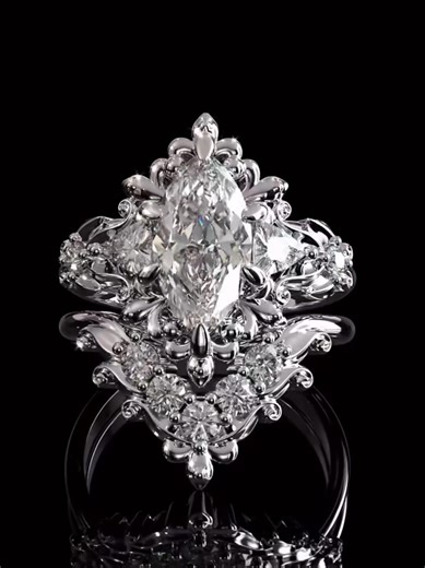 2 CT Marquise Cut Certified Lab Diamond Ring, Matching Band Solid Gold Engagement Ring - Etsy UK