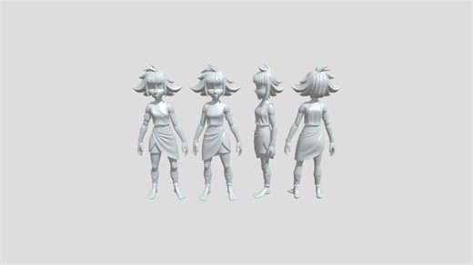 Stylized girl 3D concept turnaround - 3D model by Muonyt