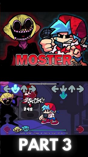 MOSTER VS BF (PART 3) (MONSTER ONE-SHOT) (FNF MOD) #shorts
