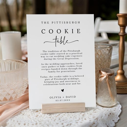 Pittsburgh Cookie Table Sign, Wedding Cookie Sign Template, Pittsburgh Tradition Minimalist Wedding Sign, Editable Canva Cookie Table Sign - Etsy