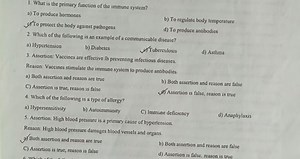 1. What is the primary function of the immune system? a) To pr... | Filo