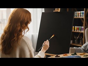 From Black Canvas to Mountain Trail 🍂⛰️ | Autumn Trees & Rocky Path Acrylic Painting