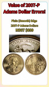 83K views · 786 reactions | Value of 2007 -P Adams Dollar Errors! #coin #dollar #errorcoin #coincollecting #treasurehunt | HeritCoin | Facebook