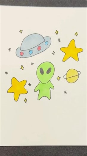 Easy Doodles ✏️ #81| Alien in Space 👽🛸l#doodle #drawing #alien
