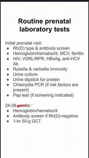 Routine prenatal laboratory tests