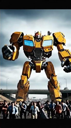 Highway Transformer: Giant Yellow Machine Comes Alive! #veo3 #automobile #needforspeed