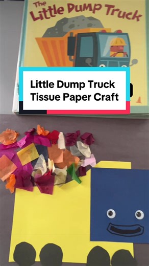 We turned The Little Dump Truck into a simple hands-on craft 🚛 I made a quick dump truck cutout, set out tissue paper squares and a glue stick, and my toddler got to “load” his truck all by himself. Easy setup, great fine motor practice, and the cutest finished truck to go with our storytime. The book is linked in my bio (affiliate). #toddleractivity #bookbasedplay #preschoolcraft #finemotorskills #simpleactivities