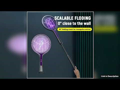 Rotating Head Bug Zapper Racket Rechargeable Fly Zapper 2 in 1 Fly Killer and Mosquito Trap Lamp