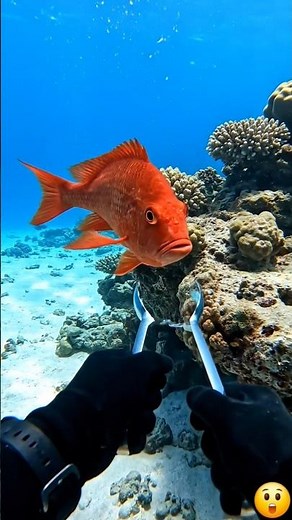 Big Eye Red Fish 😱 Caught with Tongs | Underwater POV (4K Real)