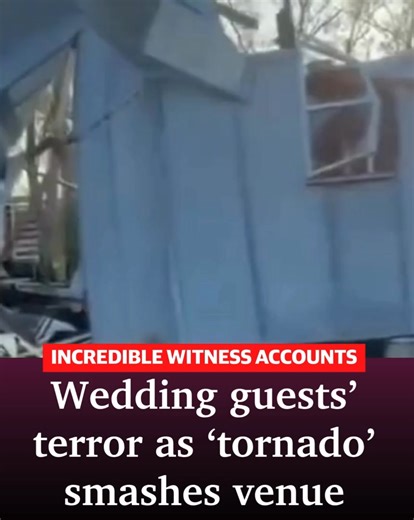 A mother with a child hid under a steel table, children hunkered down in cold rooms while dozens of men fought to hold up a wall as a tornado-like storm hit a wedding, terrifying guests. SEE THE VIDEO 👉 https://bit.ly/3X8KOn8 | The Observer