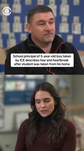Jason Kuhlman, the principal at Liam Conejo Ramos’ school, became emotional after seeing a picture of his 5-year-old student being held by his father after they were both detained by federal agents in their driveway as Liam returned from preschool. “Thinking about a 5-year-old, what he’s already went through. Thinking about his mom. Seeing that he was knocking on that door and Mom could not open it,” Kuhlman told CBS News’ @lilialuciano . Kuhlman described Liam as a “normal, happy 5-year-old” wi