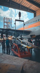 Rare 💎✨️ If you’re lucky, you’ll get to see the A320 pylon removal and installation at least once a year. This is one of the rarest tasks performed in aircraft base maintenance. . . . . #aviation #aircraftmaintenance #videography #cinematic | Ikano Fish Aviators
