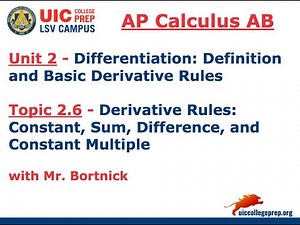 AP Calculus AB - 2.6 Constant, Sum, Difference, and Constant Multiple Rules