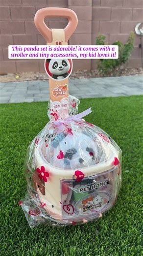 This panda set is adorable — it comes with a stroller and tiny accessories, my kid loves it! #panda #toys #kids #tiktokshopblackfriday #christmas