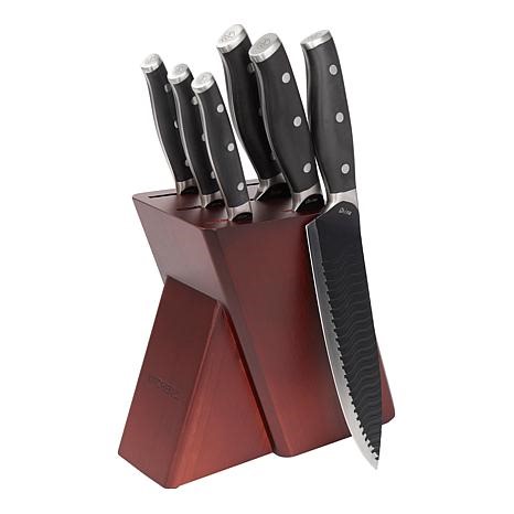 Kitchen HQ 7-piece Wavy Edge Nonstick Knife Block Set | HSN