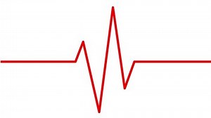 Línea roja animada del electrocardiograma. Símbolo lineal del cardiograma pulsante. Video parado. Concepto de gráfico, cardiología, medicina. Ilustración vectorial aislada en el fondo blanco.