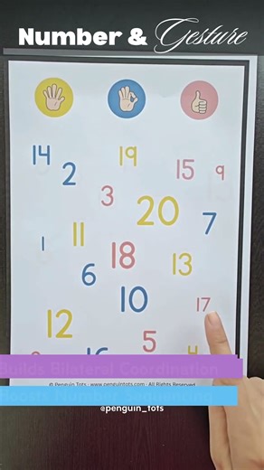 Number & Gesture Coordination Game #finemotorskills #montessoriathome #braingymforkids