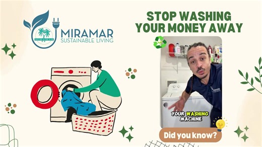 Sustainable Living Series — where we share simple, practical tips to help you save money, conserve resources, and live more sustainably in the City of Miramar. On Episode 1 of Sustainable Living, we’re focusing on smart laundry habits—specifically why washing full loads only makes a difference. Washing machines use nearly the same amount of water and energy whether the load is small or full, so maximizing each cycle helps you avoid wasting resources while lowering your utility costs. Small chang