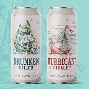Beer Can Label Design - boat illustrations - Jen Borror