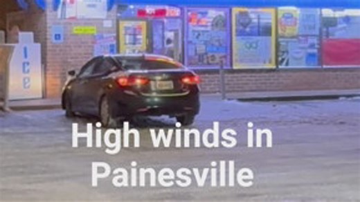 High winds ripped down a gas station pump awning in Painesville on Monday. No injuries were reported and the store remains open. | WKYC Channel 3 - Cleveland
