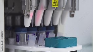 Automated process testing the syringes up and pumped samples human tests separating excess cells