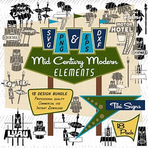 Tiki Signs | Mid-century Modern 18 Design Elements | Retro Clip Art | SVG PNG Bundle, 1950s 1960s Tiki Bar Vintage Atomic |commercial Use - Etsy