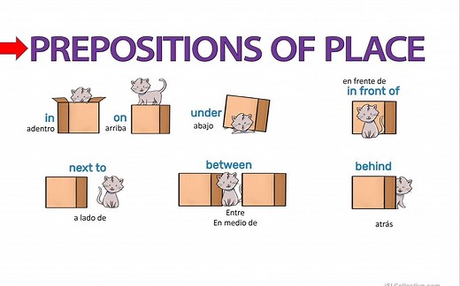 in, on, under, above, in front of , next to , between, below