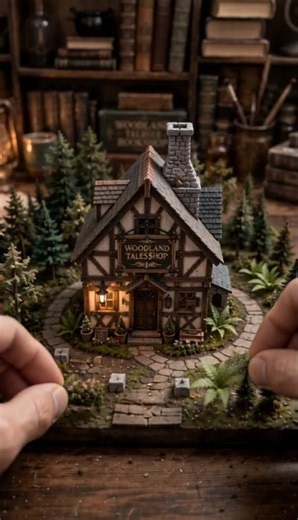 Coziest woodland bookshop from tiny pieces