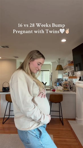 I can’t believe I’m already at 28 weeks. Also the bump difference… wow 🫣🥹 #28weekspregnant #pregnant #pregnantwithtwins #thirdtrimester #fyp