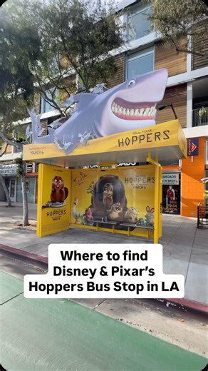 Disney & Pixar's all-new film, Hoppers, took over this LA bus stop at Santa Monica Blvd & Hancock Avenue in Los Angeles. It’s landing in theaters March 6 & you can see this bus stop until March 8, 2026. Tag us if you see it IRL! #Hoppers #Disney #Pixar #LosAngeles | OUTFRONT Media USA