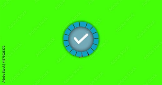 Animated Blue Medal with Check Mark and Red Ribbon, Award and Certification Icon, Success and Winner Badge Motion Graphics for Video Editing and Chroma Key Composition