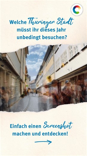 Lasst euch von den versteckten Ecken, bezaubernden Orten, lebendigen Kulturevents und herzlichen Menschen verzaubern und entdeckt Thüringen - wo jede Stadt eine eigene Geschichte erzählt!✨ Ihr seid noch unschlüssig, welche Thüringer Stadt ihr in diesem Jahr besuchen sollt? Kein Problem! Macht einfach einen Screenshot und verratet uns gerne in den Kommentaren wo die Reise hingeht und wer euer Travelbuddy ist! 🫶 P.S. In den kommenden Wochen stellen wir euch die einzelnen Thüringer Städte ausführl
