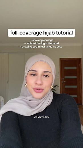 Full Coverage Hijab Style Tutorial with Earrings