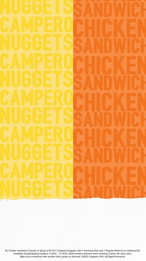 It’s $5 Flavor Week! Get a Chicken Sandwich or 6CT Campero Nuggets for $5. Add an Ind Side + Reg Drink for $5 more! | Pollo Campero USA | Facebook