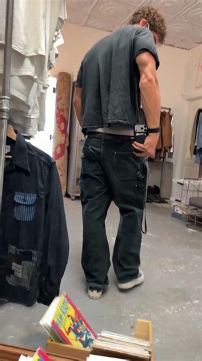 Trying on some vintage utility denim 🛠️ shop from driftwood