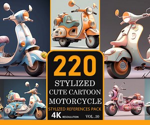 ArtStation - Stylized Cute Cartoon motorcycles Vol.30-4K|Stylized References Pack | Artworks
