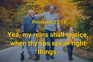 𝐏𝐫𝐨𝐯𝐞𝐫𝐛𝐬 𝟐𝟑:𝟏𝟔 𝐘𝐞𝐚, 𝐦𝐲 𝐫𝐞𝐢𝐧𝐬 𝐬𝐡𝐚𝐥𝐥 𝐫𝐞𝐣𝐨𝐢𝐜𝐞, 𝐰𝐡𝐞𝐧 𝐭𝐡𝐲 𝐥𝐢𝐩𝐬 𝐬𝐩𝐞𝐚𝐤 𝐫𝐢𝐠𝐡𝐭 𝐭𝐡𝐢𝐧𝐠𝐬. Fathers are very happy when sons are noble and wise, which is shown by sober and right speech, indicating a pure and righteous heart. Solomon exhorted his son to wisdom by telling him how much he would be pleased by his virtuous life (Pr 23:15-16). Sons must realize how important it is to their fathers for them to be prudent and virtuous in their lives. By ho