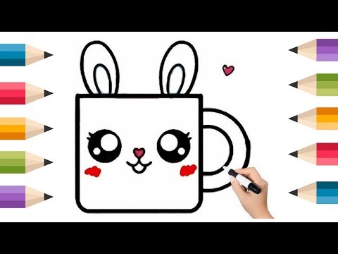 How to Draw a Cute Cup Simple & Easy for Kids | Rabbit Cup Drawing Easy