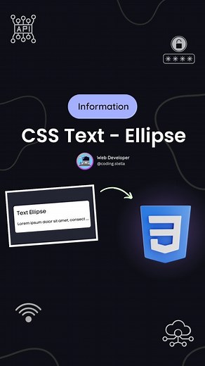 Stella • Coding • HTML • CSS • JAVASCRIPT on Instagram: "CSS Text Ellipse Explained 😍 CSS text-overflow: ellipsis; is a property used to truncate text content and replace it with ellipsis (...) when it overflows its container's width or height. 🫴 This property works when the overflow property is set to hidden, scroll, or auto. The ellipsis appears at the end of the line and indicates that there is more content that is not visible. 🫴 This property is useful for creating a clean and organized u