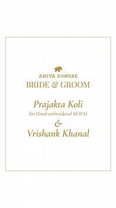 4.1M views · 9.6K reactions | Prajakta Koli in custom Anita Dongre Skirt Set Hand-Embroidered by women artisans of SEWA and Vrishank Khanal in custom Anita Dongre Embroidered Nehru Jacket Set for their mehendi ceremony today  @mostlysane @vrishankkhanal Styled By: @aakrutisejpal #PrajaktaKoli #VrishankKhanal #AnitaDongre | Anita Dongre | Facebook