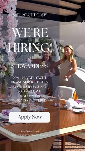 Superyacht Crew UK on Instagram: "🌴 January start | Caribbean | 90m+ Private Yacht We’re searching for an adaptable Floater Stewardess who thrives in both service and housekeeping. If variety, professionalism, and a well-run program excite you, this could be your next move. 🛥️ Private Yacht 🛥️ 90M+ 🛥️ 90 Days Leave If you would like to be considered for this incredible opportunity, please visit our website to register and apply. Alternatively, you can follow the link in our bio. Disclaimer: 