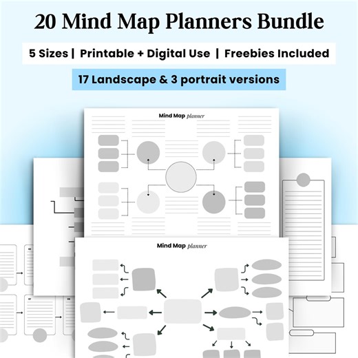 Printable Blank Mind Map Planner, Mind Map Template, Study Guide Template, Brain Dump, Brainstorming, Idea Map, Concept Note Taking Diagram - Etsy