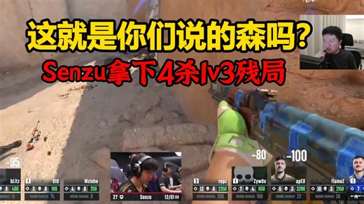 Senzu也是森！259看Senzu拿下1V3残局四杀小蜜蜂！