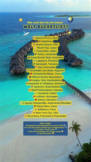 Welt Bucketlist #reiseziele #reisetipps #reisen