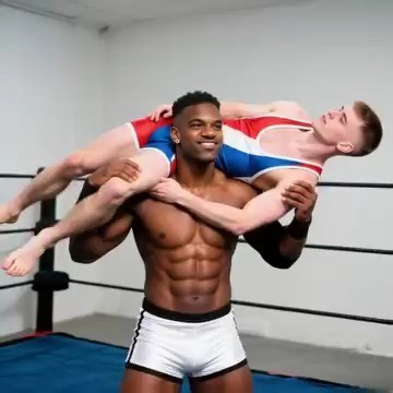 Austin Powerz playfully snaps his jobber's back with a torture rack. I finally had some success generating the torture rack. Because Bing Image Creator would not cooperate, I began experimenting with other AI tools. This image was created using Wan AI and animated with Grok. More on Instagram at https://www.instagram.com/arlnova77/ (I think the vid on IG is better, so be sure to check it out) | Greg Oleksander